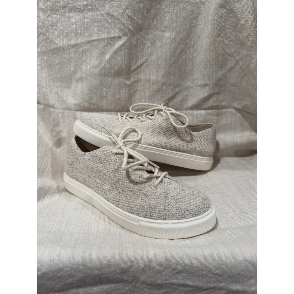 Nisolo Elayna‎ Knit Sneakers Bone Beige Low Top Lace Up Shoes Womens 8